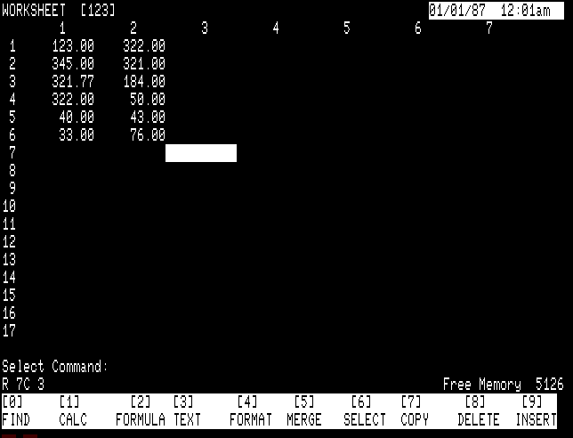 DeskMate 1.00 TRS80 - Spreadsheet